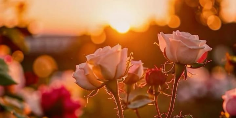 roses at sunset